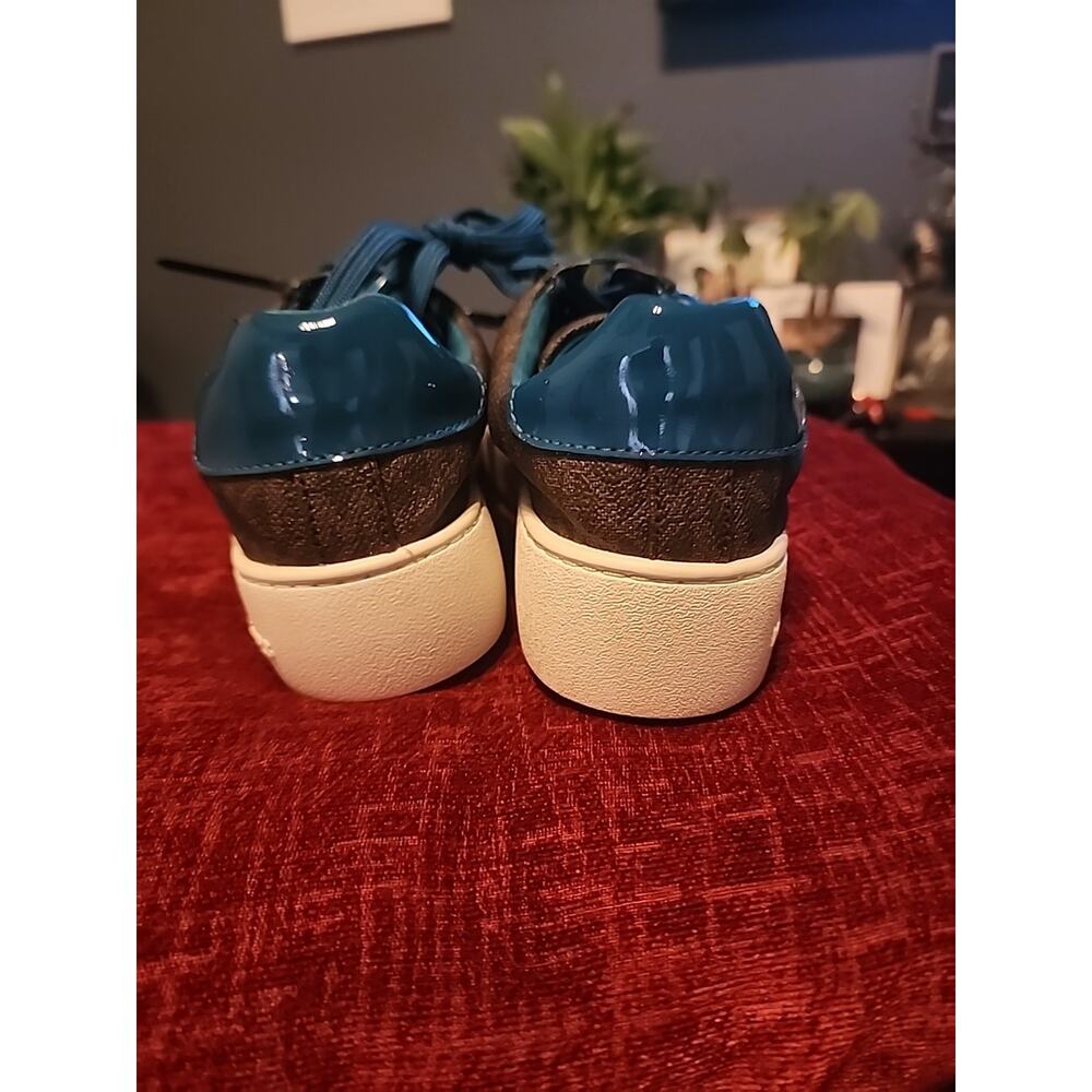 Michael Kors poppy lace up Brown and lagoon, colorway 8.5 - Picture 3 of 6